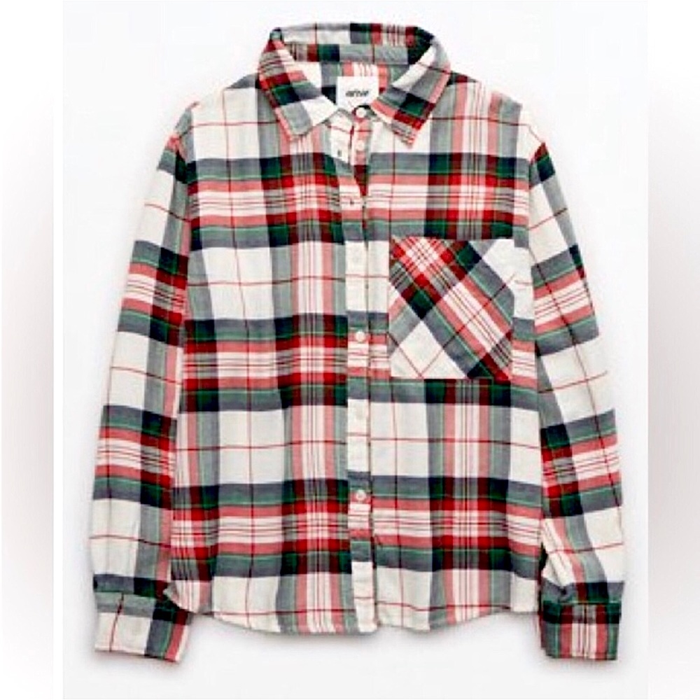 Aerie Plaid Button Up Flannel Shirt